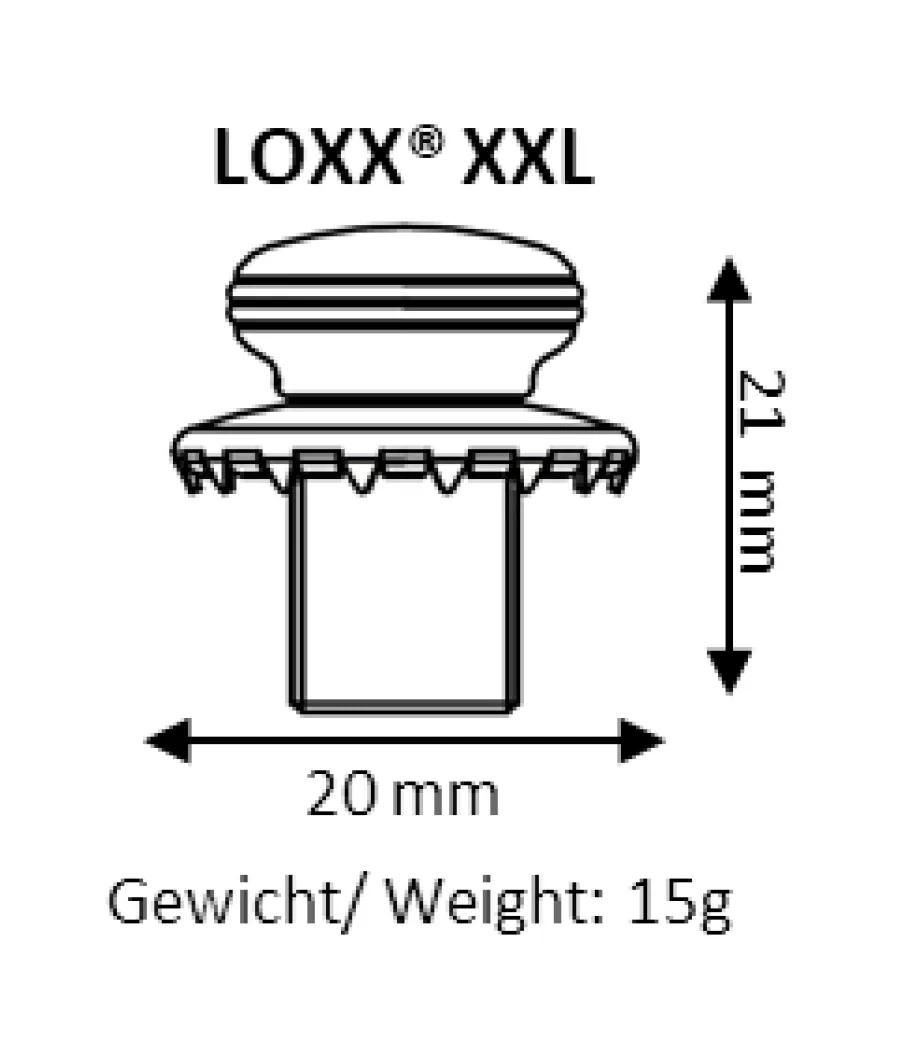 LOXX® BOUTON CHROME GRANDE HAUTEUR Vendu à l'unité en supp