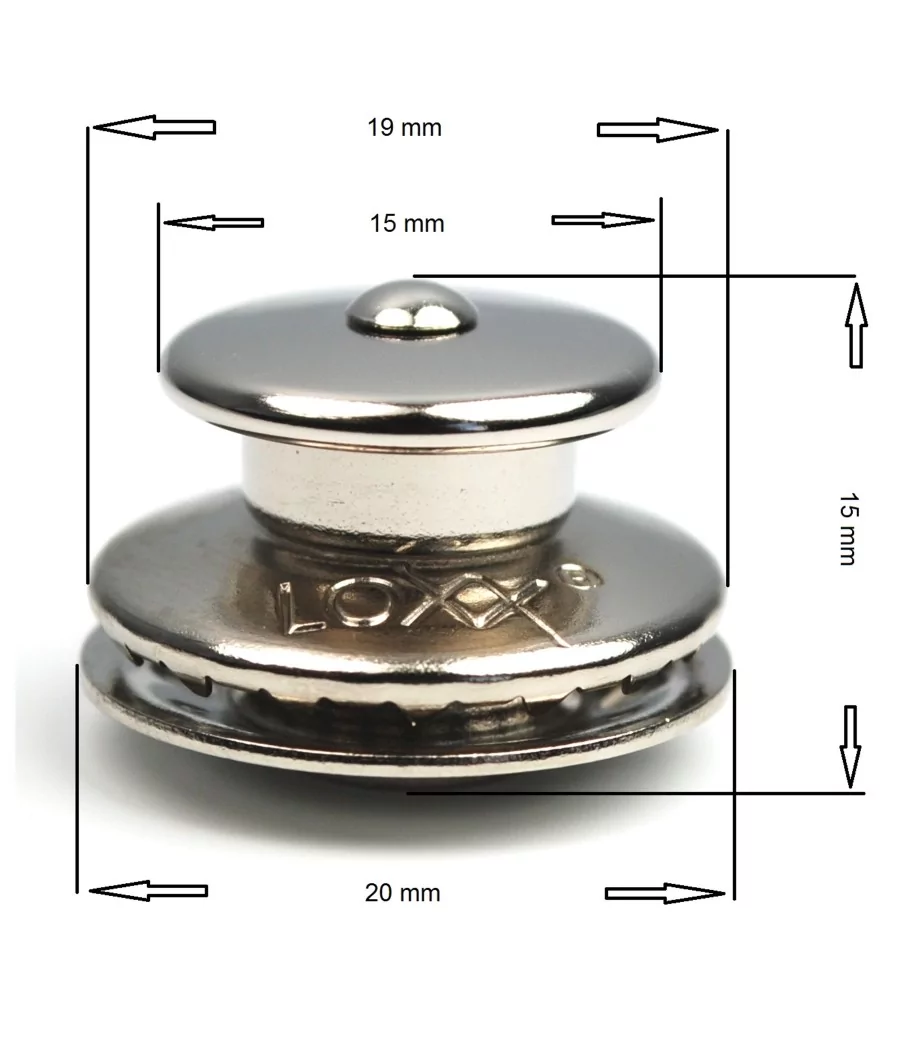 LOXX Bouton AX500 – Fixation nickelée chromée pour bâches et tauds