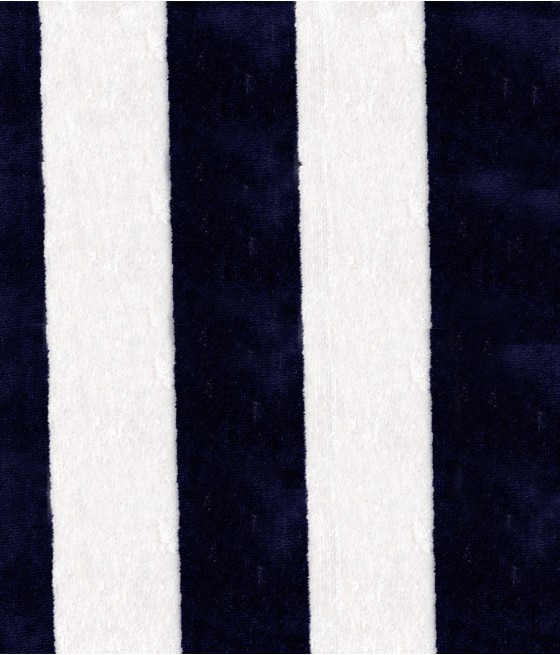 TISSU EPONGE BICOLOUR WHITE/NAVY laize 150 cm rayures environ 6,5 cm