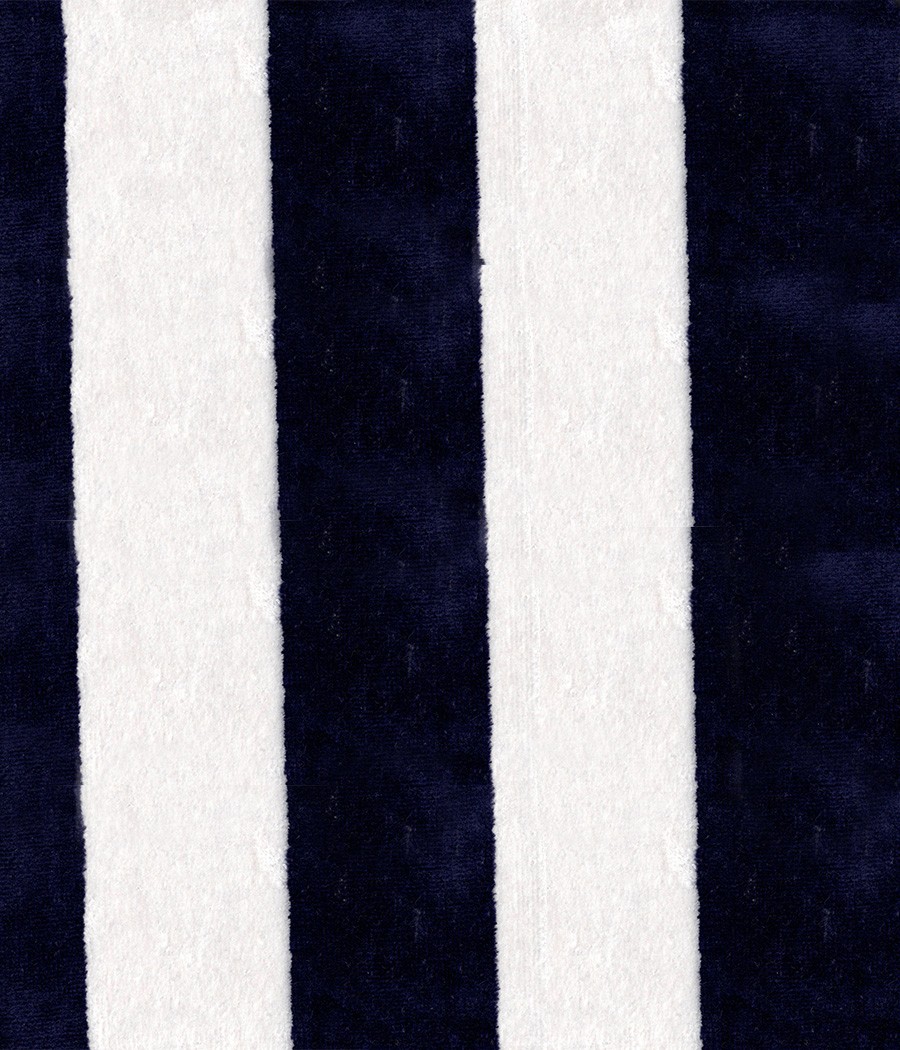 TISSU EPONGE BICOLOUR WHITE/NAVY laize 150 cm rayures environ 6,5 cm
