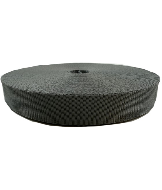 SANGLE MEDIUM POLYESTER GRIS 25 mm RL de 25 ml (400daN) en supp